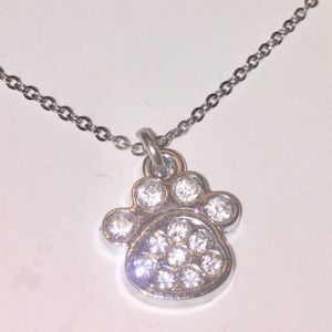 Stainless steel and crystal paw necklace